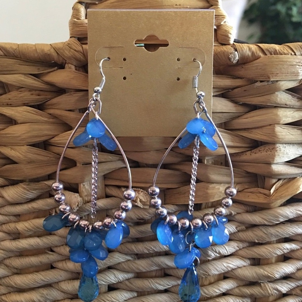 Elegant Blue Beaded Earrings